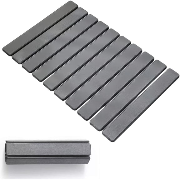 Foldable Stone Bath Mat, Super Absorbent Diatomaceous Earth Mat, Non-Slip Quick Dry Bathroom Shower Mat - 23.6x15.5 Inch for Bathroom, Kitchen, Outdoor Use, Easy Clean Grey