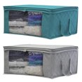 thumbnail image 1 of Foldable Storage Bag Organizers,Large Clear Window & Carry Handles,Great for Clothes,Blankets,Closets,Bedrooms and More (3-Pack, Teal), 1 of 6