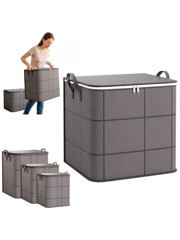 Foldable Storage Bag with Reinforced Handles, Spacious Moving Storage Bin, Extra Large Heavy Duty Moving Bags Zippered Moving Boxes Storage Bags Totes for Clothes Packing, College Supplies