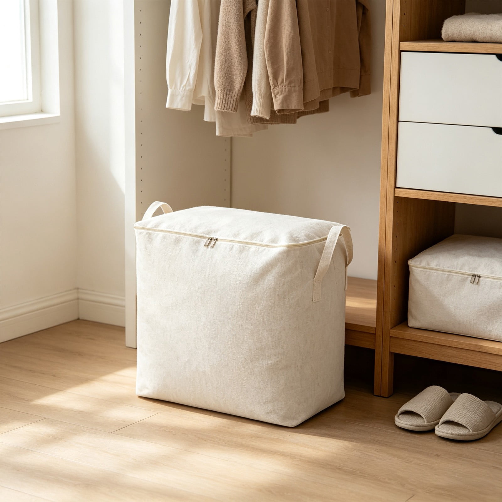 Stackable Storage B Foldable Storage Bag With Handle, Large Stackable Organizer for Bedding ...