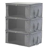 Foldable Storage Bag for Clothes & Home Organization - 49x36x21cm Non-Woven Fabric Container with Handles, Gray or Blue (1-Pack)