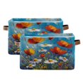 thumbnail image 1 of Foldable Storage Basket,Canvas Fabric Foldable Storage Bins with Handles Open Home Storage Bins Boxes for Toy Book Shelf Closet Baskets Abstract Floral, 1 of 8