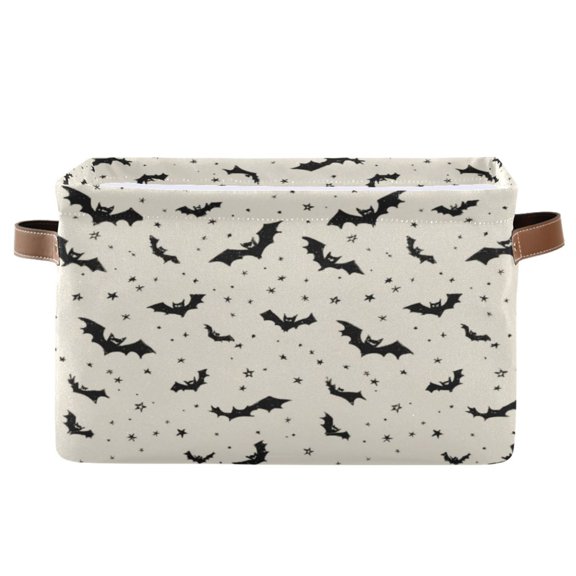 Foldable Storage Basket,Canvas Fabric Foldable Storage Bins with Handles Open Home Storage Bins Boxes for Toy Book Shelf Closet Baskets Bats and Stars