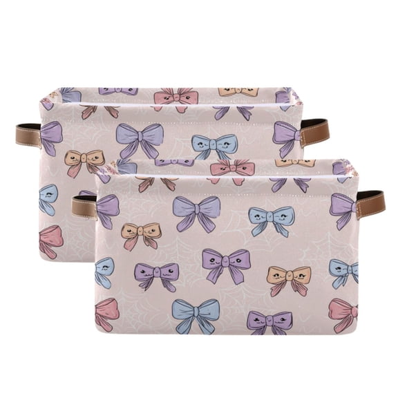 Foldable Storage Basket,Canvas Fabric Foldable Storage Bins with Handles Open Home Storage Bins Boxes for Toy Book Shelf Closet Baskets Bows and Spider Webs