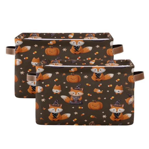 Foldable Storage Basket,Canvas Fabric Foldable Storage Bins with Handles Open Home Storage Bins Boxes for Toy Book Shelf Closet Baskets Cute Foxes in Cute Costumes