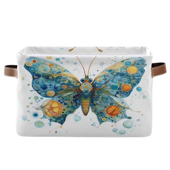 Foldable Storage Basket,Canvas Fabric Foldable Storage Bins with Handles Open Home Storage Bins Boxes for Toy Book Shelf Closet Baskets Intricately Butterfly