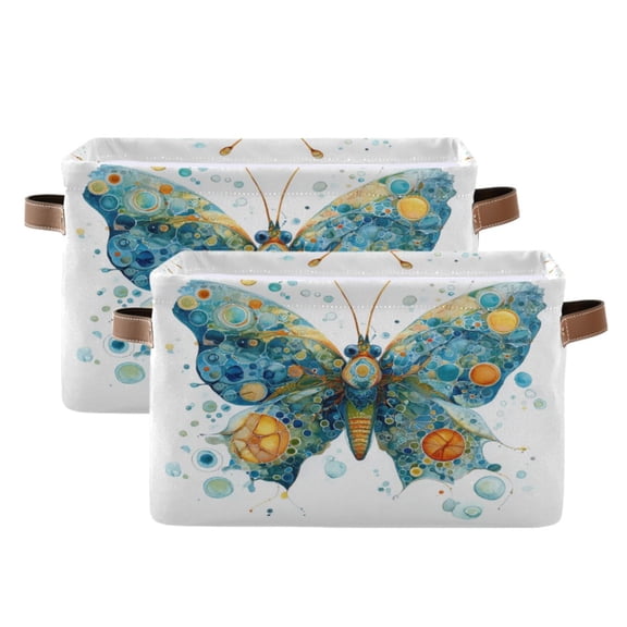 Foldable Storage Basket,Canvas Fabric Foldable Storage Bins with Handles Open Home Storage Bins Boxes for Toy Book Shelf Closet Baskets Intricately Butterfly