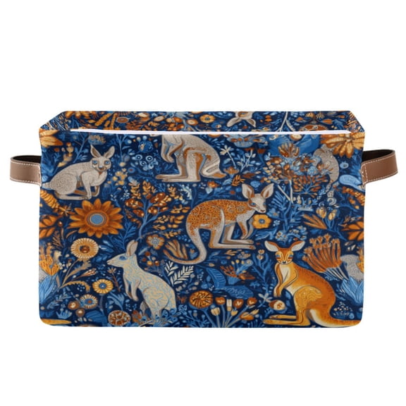 Foldable Storage Basket,Canvas Fabric Foldable Storage Bins with Handles Open Home Storage Bins Boxes for Toy Book Shelf Closet Baskets Kangaroos and Koalas Animals