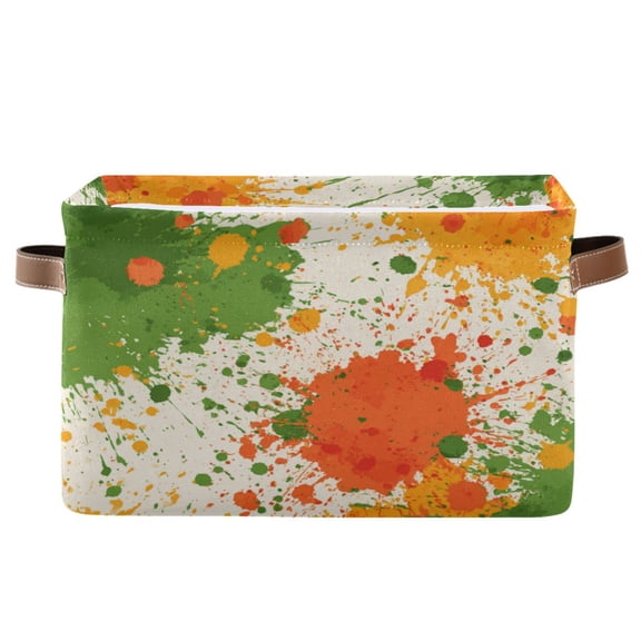 Foldable Storage Basket,Canvas Fabric Foldable Storage Bins with Handles Open Home Storage Bins Boxes for Toy Book Shelf Closet Baskets Paint Splatter Pattern