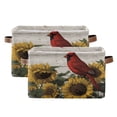thumbnail image 1 of Foldable Storage Basket,Canvas Fabric Foldable Storage Bins with Handles Open Home Storage Bins Boxes for Toy Book Shelf Closet Baskets Red Bird Sitting on Sunflower, 1 of 8