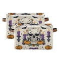 thumbnail image 1 of Foldable Storage Basket,Canvas Fabric Foldable Storage Bins with Handles Open Home Storage Bins Boxes for Toy Book Shelf Closet Baskets Skull with Candles and Pumpkins, 1 of 8