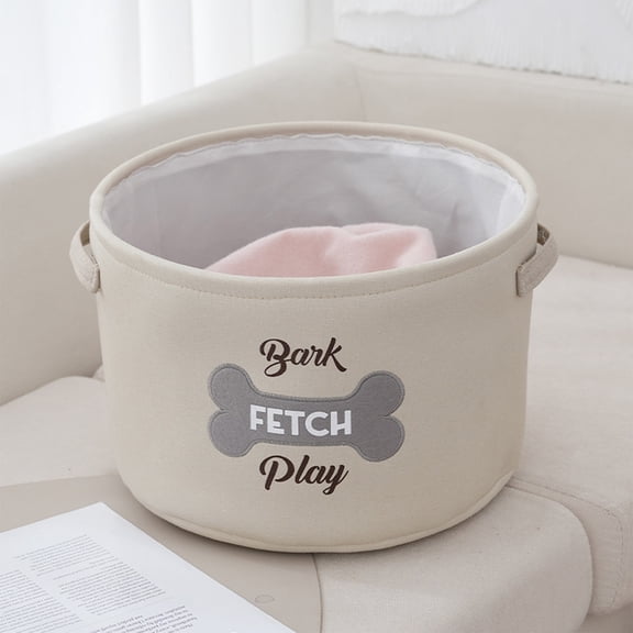 Foldable Storage Basket, Cloth Organizer Bin With Handles, For Home, Office, Laundry, Beige Color, Compact Size, Durable Fabric, Easy To Clean, 12.99" x 7.87" Inches