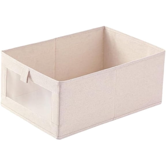 Foldable Storage Basket for Clothes and Socks with Transparent Window Large Closet Organizer Bin 15.74X10.62X6.69In Space-Saving Laundry Storage Container