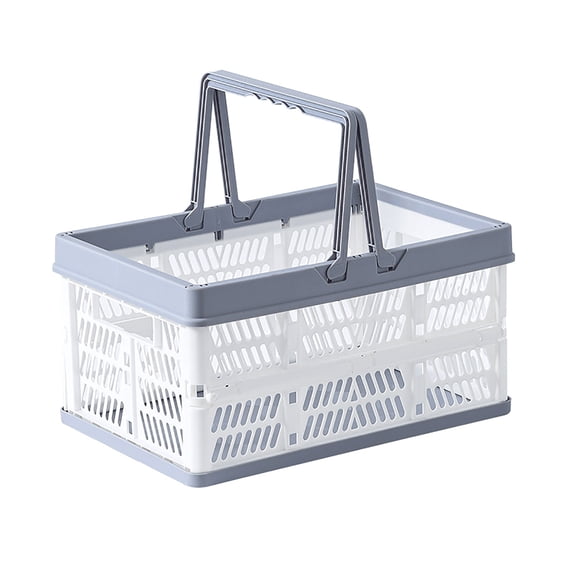 Foldable Storage Basket | Collapsible Plastic Crate with Handles | Stackable Organizer Bin for Kitchen Pantry Groceries Toys | Reusable Shopping Basket for Home Office Dorm | 1 Pack