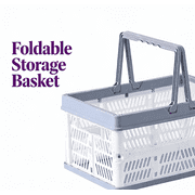 Foldable Storage Basket | Collapsible Plastic Organizer Bin for Kitchen, Groceries & Camping | Stackable PP Basket with Ergonomic Handle | Indoor/Outdoor Use | Large Capacity Storage Box
