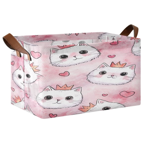 Foldable Storage Basket Waterproof Fabric Features Metal Frame + Hollow Board Support For Clothing and Toy Storage Mediumx1 Happy Crown Kitty
