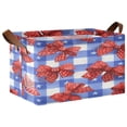 thumbnail image 1 of Foldable Storage Basket Waterproof Fabric Features Metal Frame + Hollow Board Support For Clothing and Toy Storage Mediumx1 Retro Red Polka Dot Bows, 1 of 8