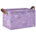 thumbnail image 1 of Foldable Storage Basket Waterproof Fabric Features Metal Frame + Hollow Board Support For Clothing and Toy Storage Mediumx2 Elegant Lavender Design, 1 of 8