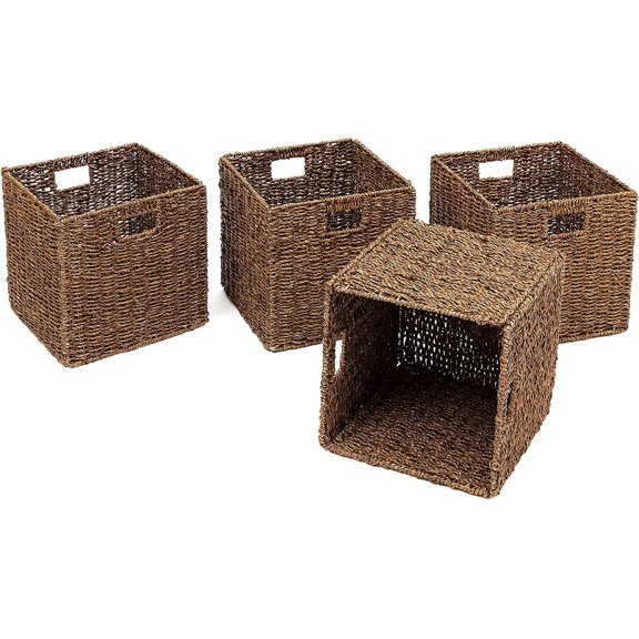 Foldable Storage Basket with Iron Wire Frame By  (Set of 4)