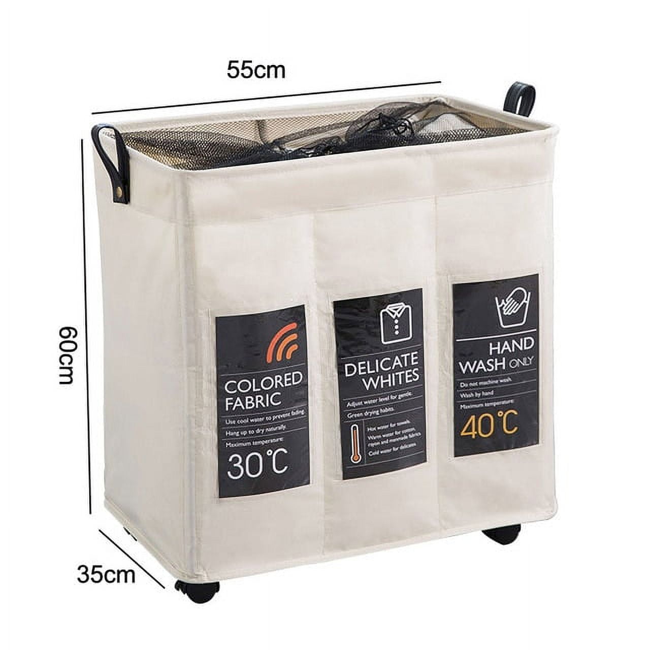 Foldable Storage Basket with Wheels Caster Laundry Basket Collapsible