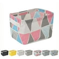 thumbnail image 1 of Foldable Storage Bin Basket, Foldable Fabric Storage Receive Basket Cotton Linen Blend Storage Bins for Makeup, Book, Baby Toy, Light Triangle, 1 of 5