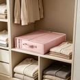 thumbnail image 1 of Foldable Storage Bin with Clear Window and Handle 38x32x12cm, Large Stackable Organizer for Bedding Sheet Sets Comforters, Transparent Window Storage Box for Blankets Clothes and Linens, 1 of 6