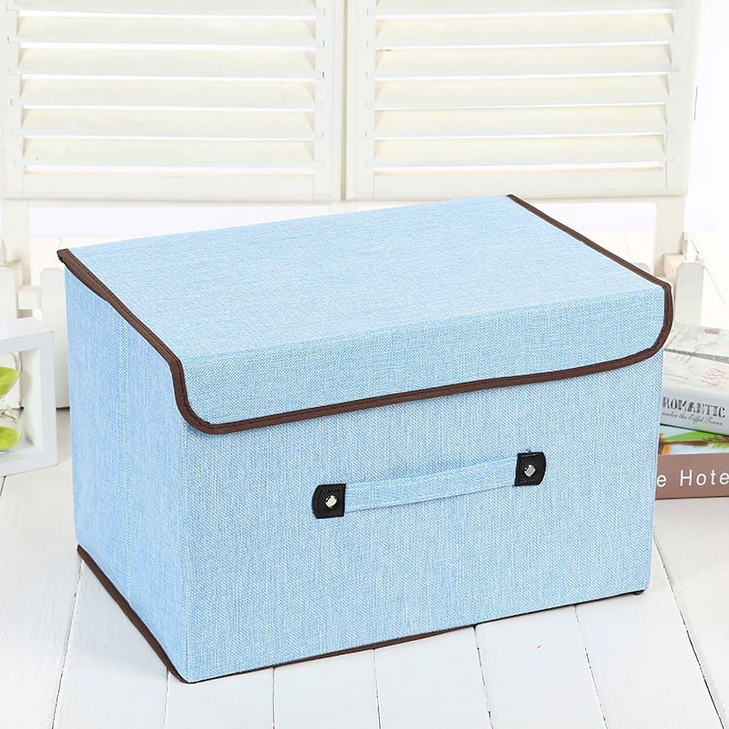 Foldable Storage Bin with Lid 1PCS Decorative Storage Box Organizer Containers Basket Cube with Handles Divider for Bedroom Closet Office Living