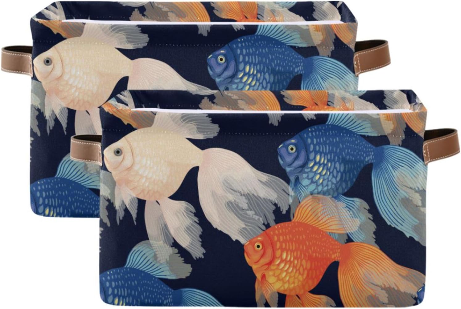 Foldable Storage Bins Blue Pink Orange Goldfish Fabric Storage Baskets