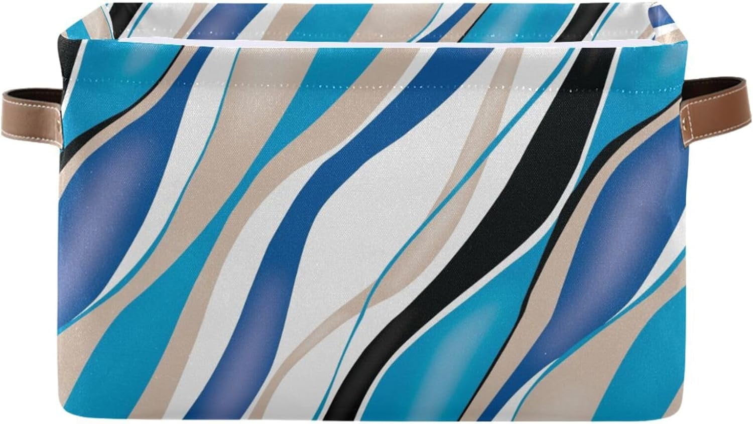 Foldable Storage Bins Blue Waves Line Fabric Storage Baskets ...