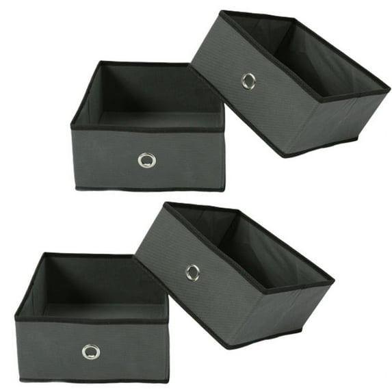 Foldable Storage Bins Cubes Fabric Cubby Basket Drawers Organizer, Set of 4, Gray