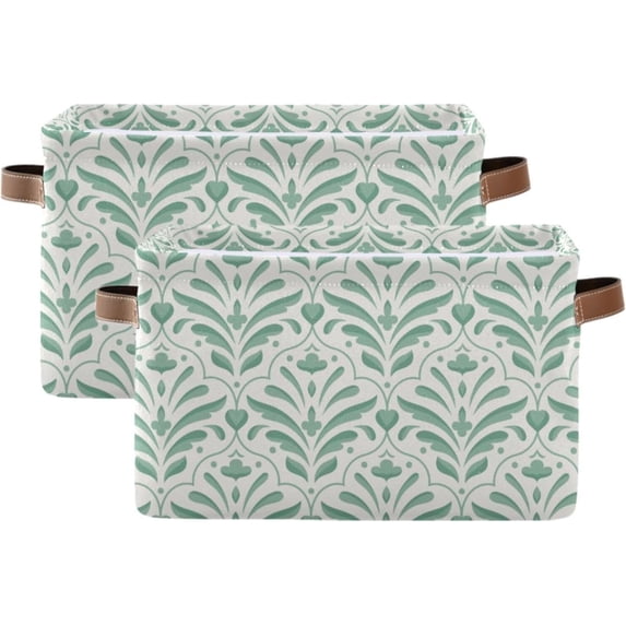 Foldable Storage Bins Elegant Art Minimalist Style Fabric Storage Baskets Collapsible Decorative Baskets Closet Organizer Bins with PU Handles for Shelves Home Closet-2Pack Decor Gifts