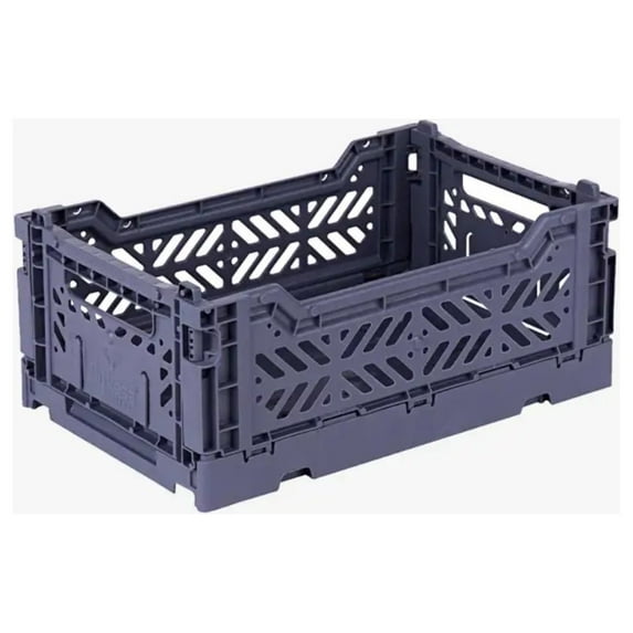 Foldable Storage Bins, Plastic Crate for Storage, Collapsible Crate, Utility Stackable Box Small Cobalt Blue