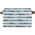 thumbnail image 1 of Foldable Storage Bins Tie Dye Blue White Stripes Fabric Storage Baskets Collapsible Decorative Baskets Closet Organizer Bins with PU Handles for Shelves Home Closet Living Room-1Pack Decor Gifts, 1 of 7