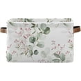 thumbnail image 1 of Foldable Storage Bins Watercolor Floral Green Leaves Fabric Storage Baskets Collapsible Decorative Baskets Closet Organizer Bins with PU Handles for Shelves Home Closet-1Pack Decor Gifts, 1 of 7
