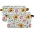 thumbnail image 1 of Foldable Storage Bins Watercolor Flowers Sunflower Fabric Storage Baskets Collapsible Decorative Baskets Closet Organizer Bins with PU Handles for Shelves Home Closet-2Pack Decor Gifts, 1 of 7