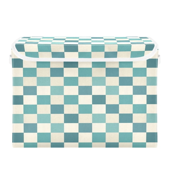 Foldable Storage Bins with Lid Stackable Household Storage Box for Home Organization Checkerboard Pattern