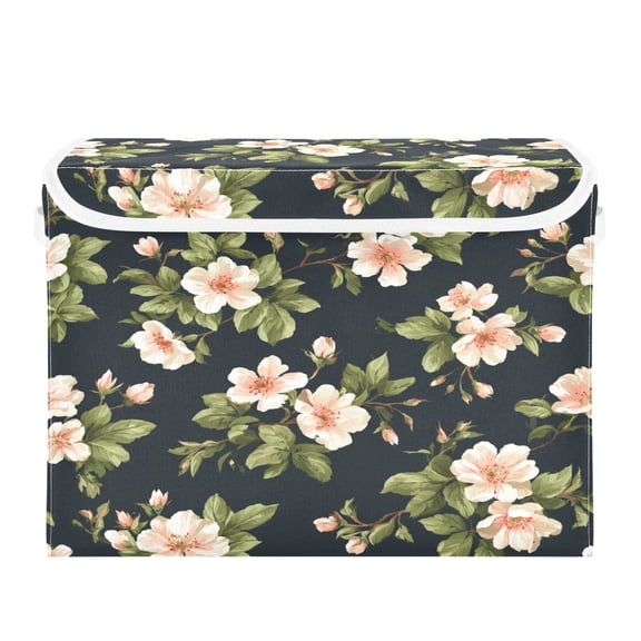 Foldable Storage Bins with Lid Stackable Household Storage Box for Home Organization Green Tiny Flower