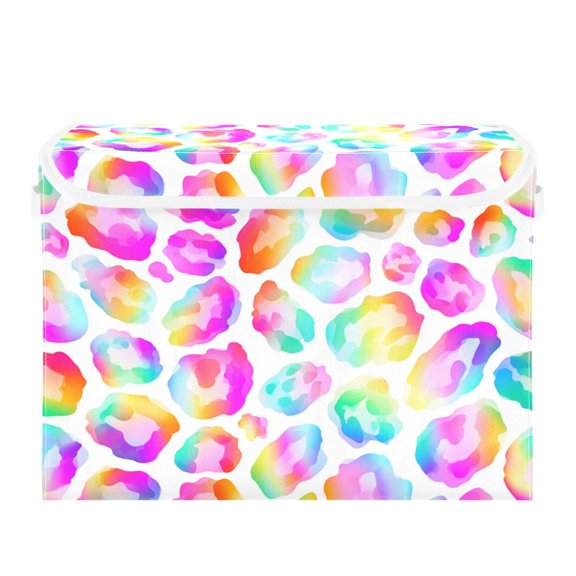 Foldable Storage Bins with Lid Stackable Household Storage Box for Home Organization Iridescent Rainbow Hues