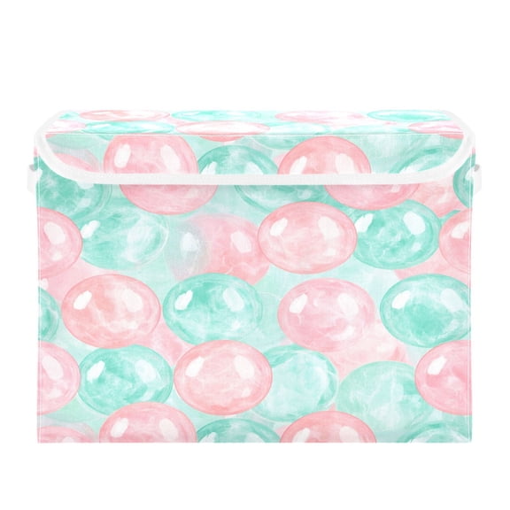 Foldable Storage Bins with Lid Stackable Household Storage Box for Home Organization Mint Pastel Marble Tint