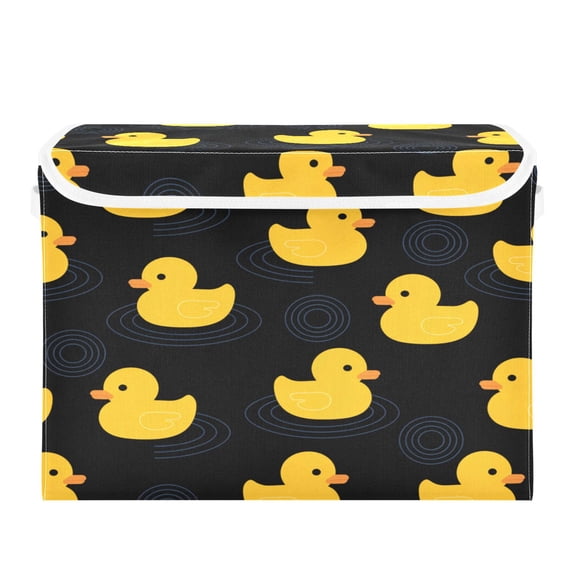 Foldable Storage Bins with Lid Stackable Household Storage Box for Home Organization Yellow Duck Flat Vector