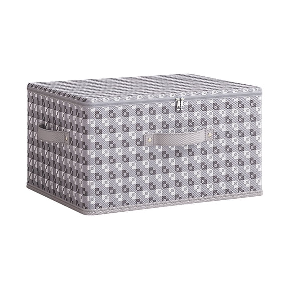 Foldable Storage Bins with Zipper Lid & Handles, Durable Polyester Fabric Organizer for Closet, Home & Office, 11.8X15.7X8.3In(Gray)