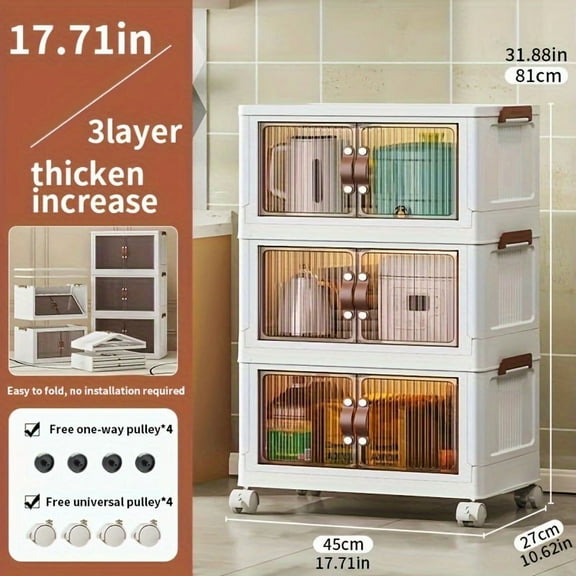 Foldable Storage Box 2/3/4/5 Layers, Large Double Opening Storage Box, Large Storage Box with Lid And Wheels, Can Store Clothes, Snacks, Toys And Books, Home Office Outdoor Foldable Container