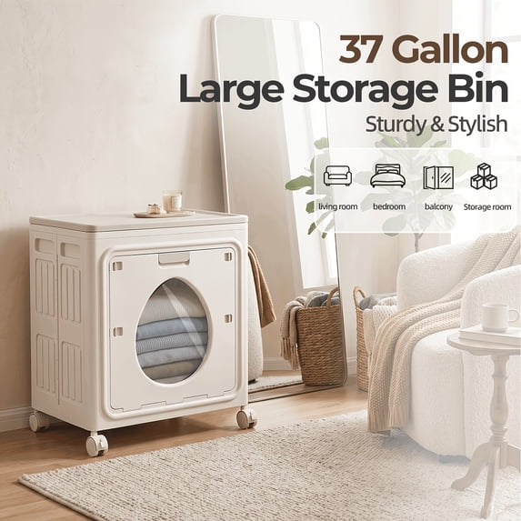 Foldable Storage Box, 37 Gallon Large Capacity, with Clear Visible ...