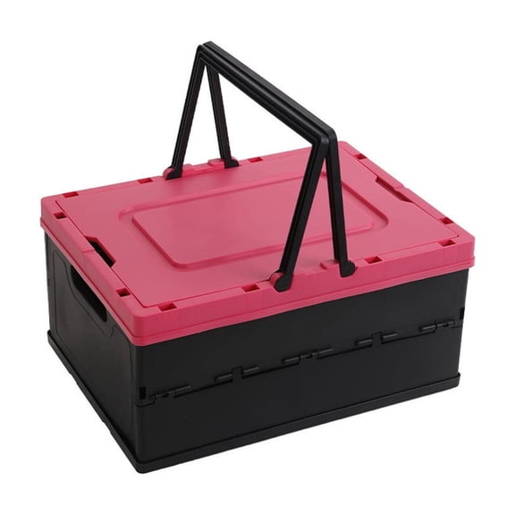 Foldable Storage Box, Collapsible Storage Bin with Portable Table Lid, Multipurpose Organizer Box for Home, Outdoor Camping, Picnic, Car Trunk, Heavy-Duty Plastic, Waterproof