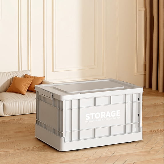 Foldable Storage Box, Large Clothes Organizer Bin with Lid, Plastic Collapsible Storage Container for Home Wardrobe, Toy Organization, Waterproof Stackable Design