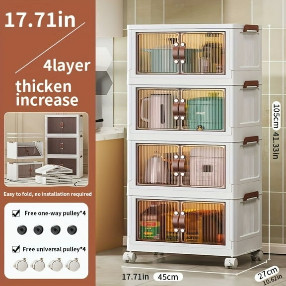 Foldable Storage Box with Lid & Wheels, Double Opening Organizer, 2–5 Layer Stackable Large Container for Clothes, Toys, Snacks & Under-Bed Storage, 17.7in Wide