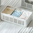 thumbnail image 1 of Foldable Storage Box Organizer ABS Plastic Closet Organizer with Divided Compartments Stackable Wardrobe Storage Basket for Clothes & Accessories White 4 Size Options (S M L XL), 1 of 5