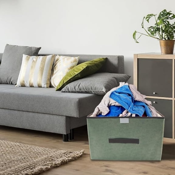 Foldable Storage Box with Dustproof Lid and Handle, Foldable Storage Bin Collapsible Storage Organizer for Closet, Bedroom, Home, Green