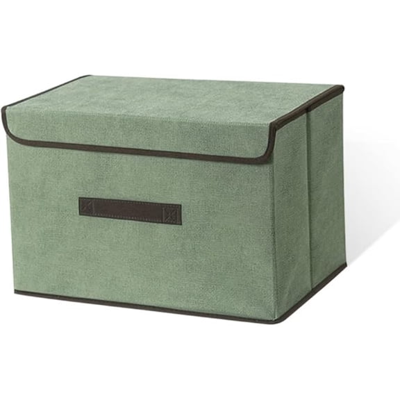 Foldable Storage Box with Dustproof Lid and Handle, Foldable Storage Bin Collapsible Storage Organizer for Closet, Bedroom, Home, Green