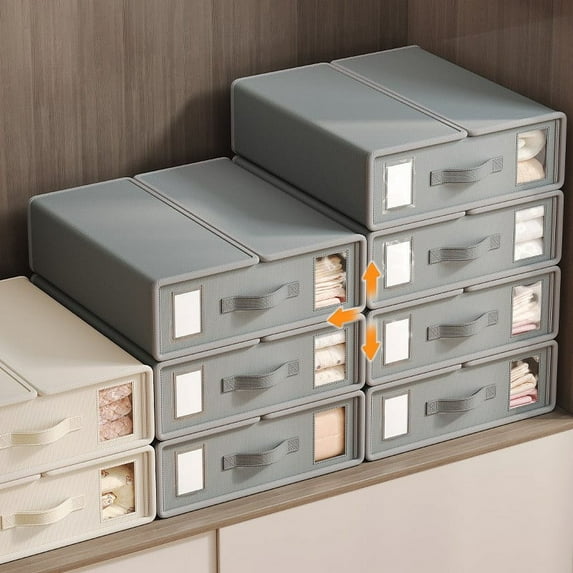 Foldable Storage Box with Fabric Construction for Bedding Organization and Linens Management